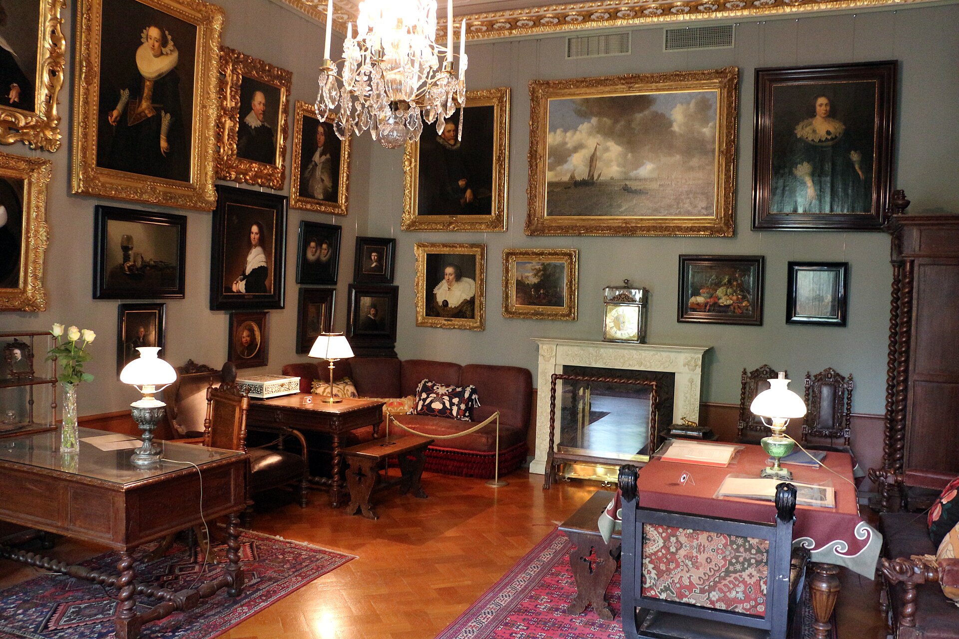 Paul Sinebrychoff's study, hung with Dutch seventeenth-century paintings