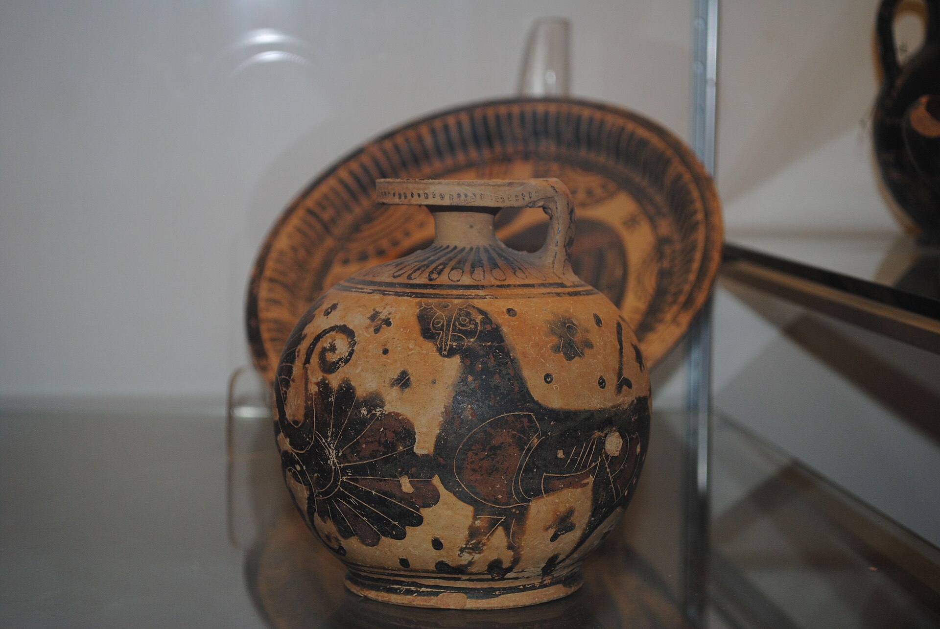 Ceramic object on display