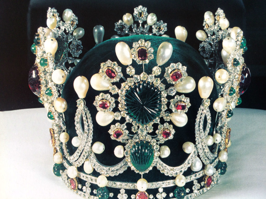 A jeweled crown on display