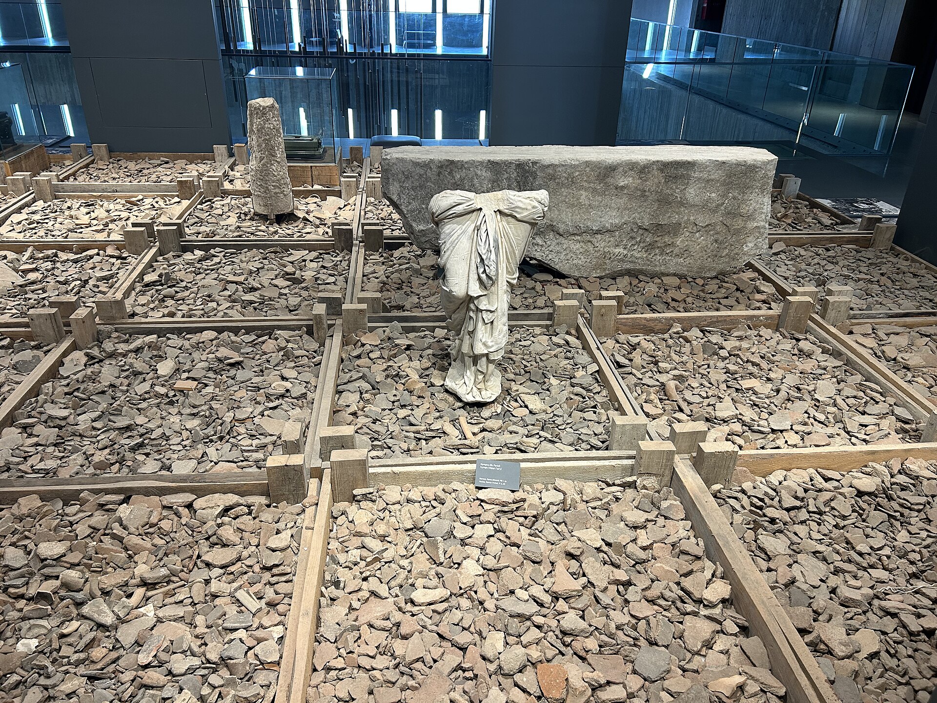 A mock excavation display