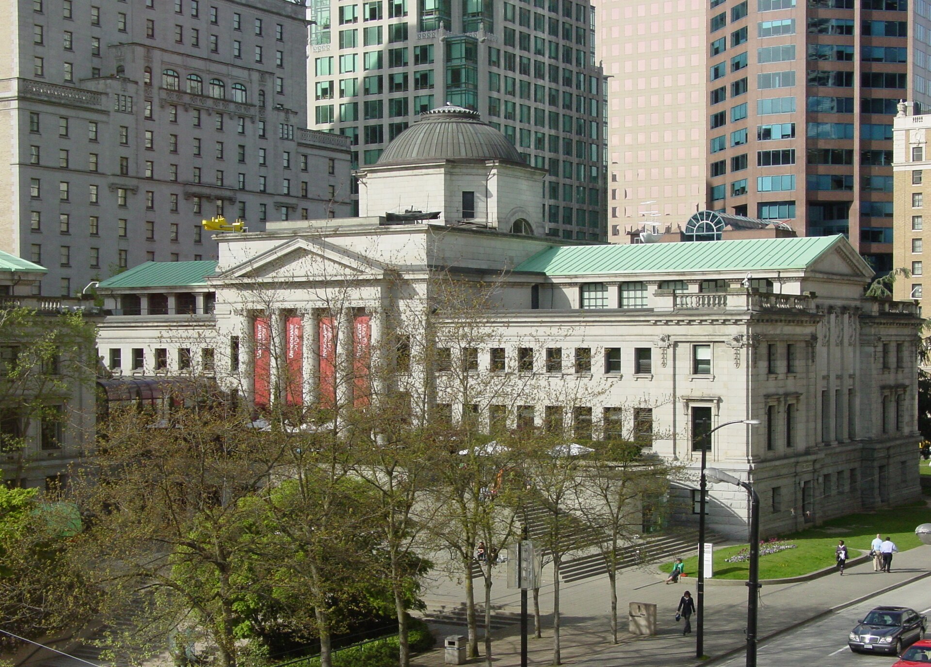 The dome and Robson Square colonnade seen from above