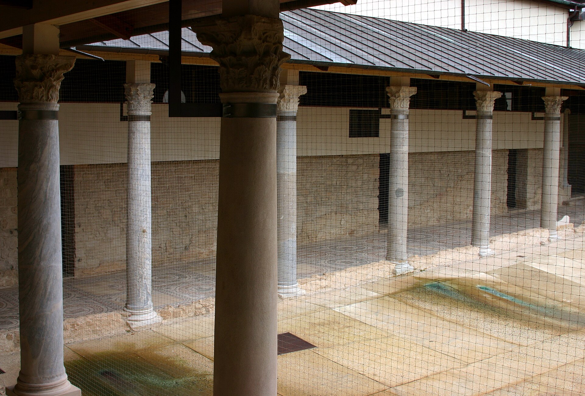 The colonnaded peristyle courtyard of the villa
