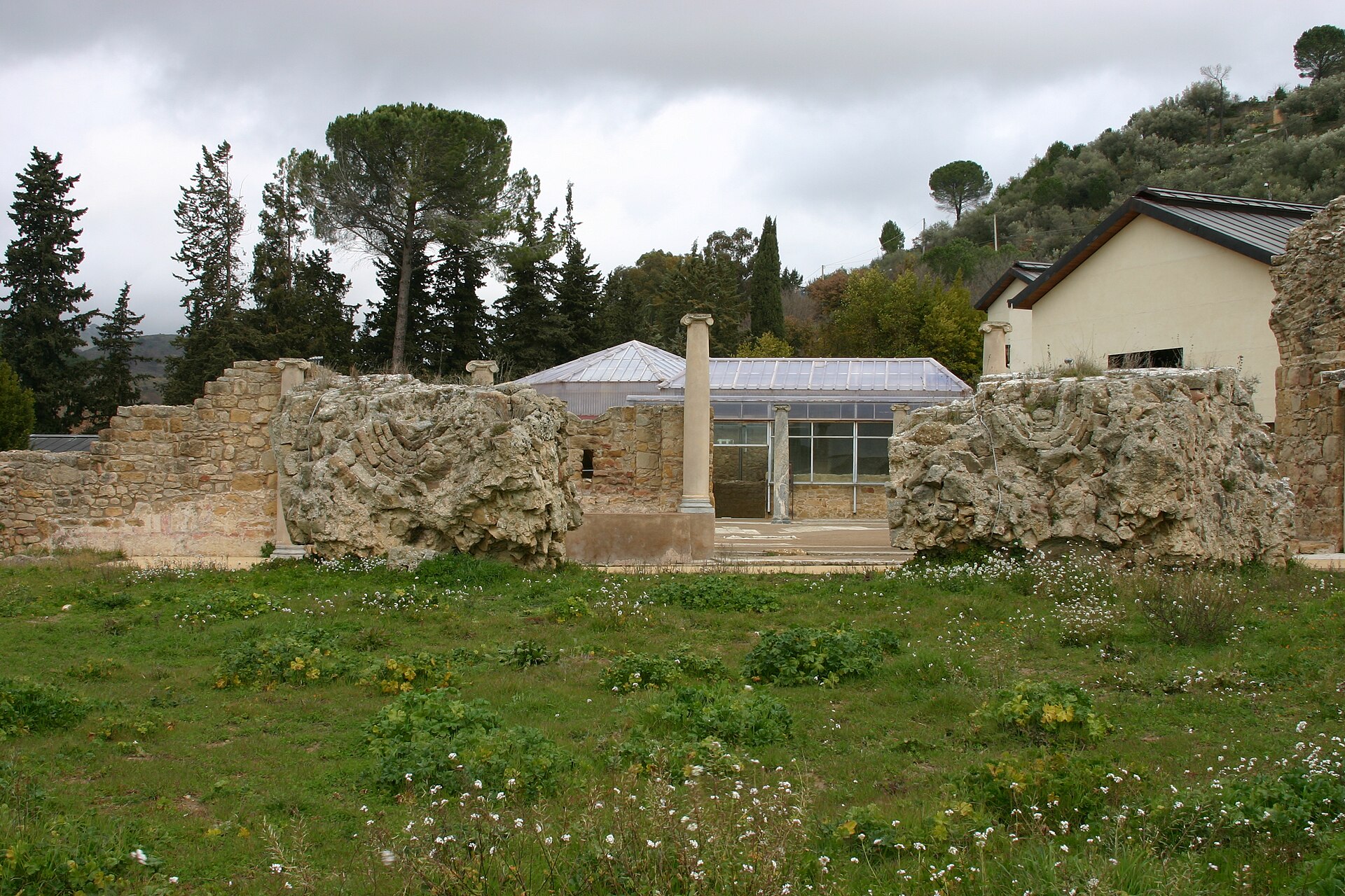 The villa's monumental entrance