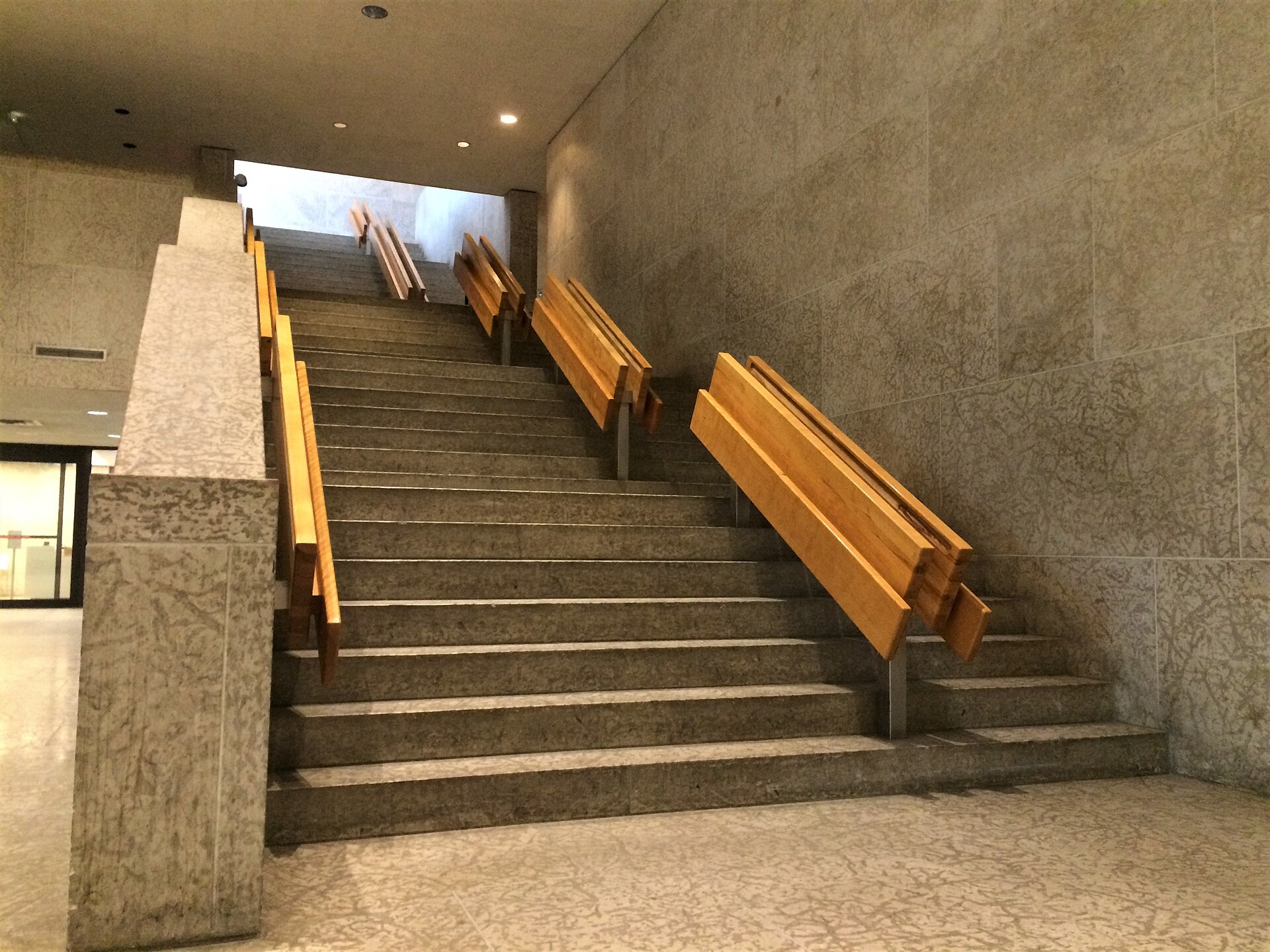 The main granite staircase inside the Winnipeg Art Gallery's 1971 building