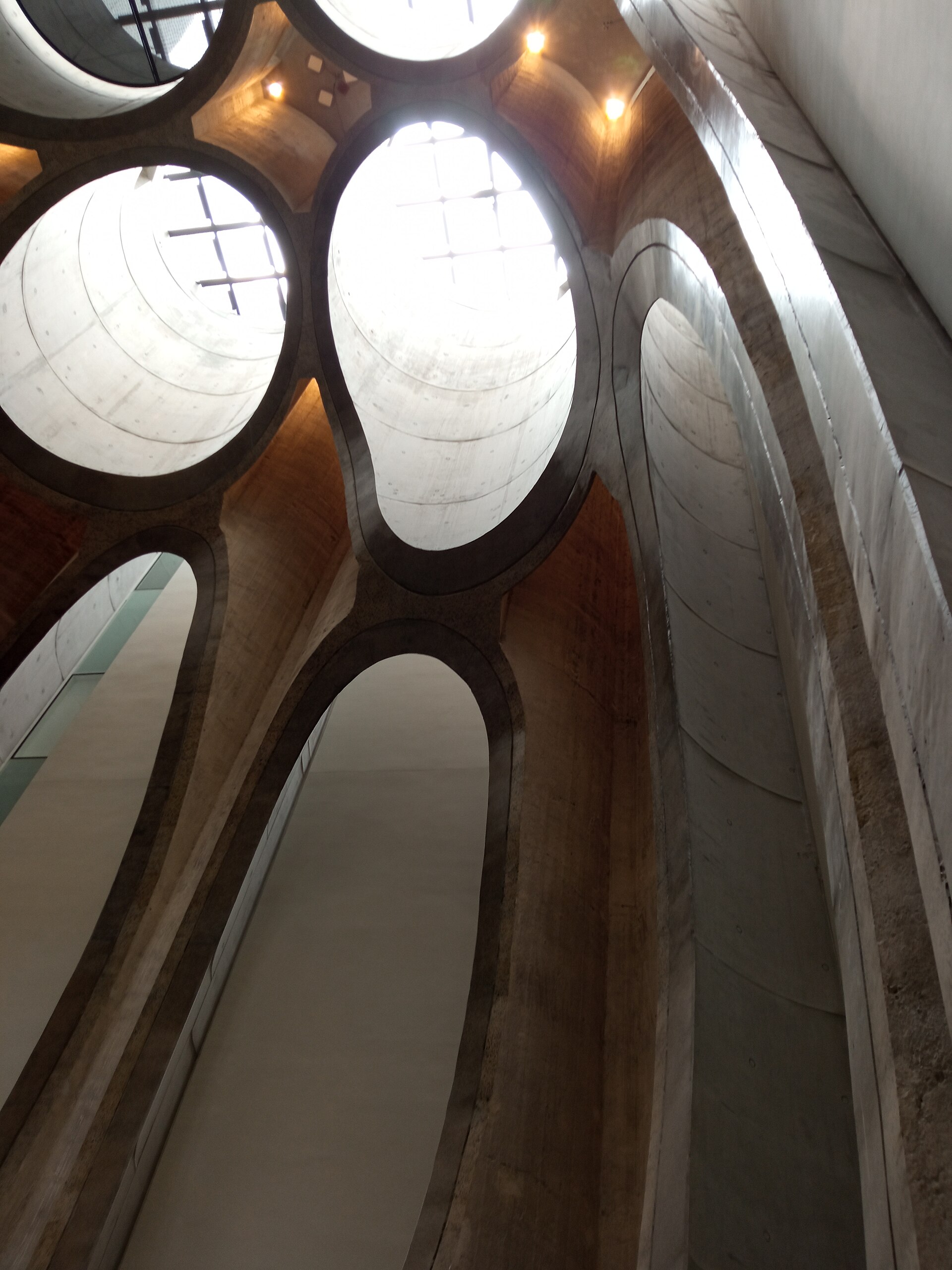 Looking up through the faceted glass skylights of the Zeitz MOCAA atrium