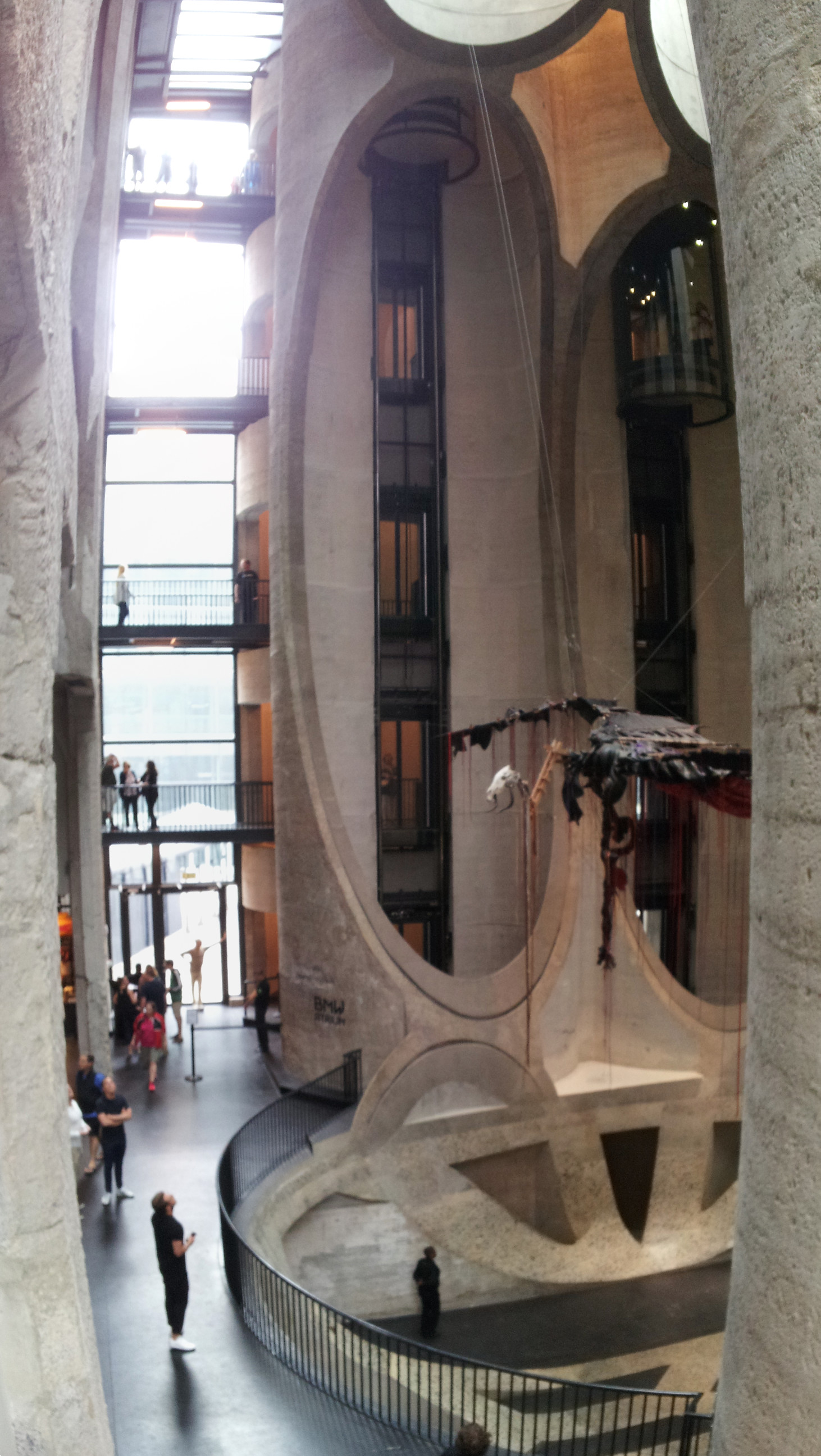 The entrance lobby of Zeitz MOCAA, showing the converted concrete silo structure
