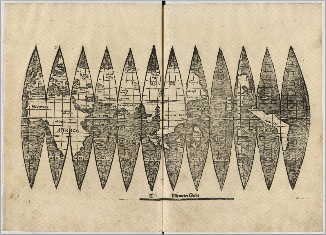Globe gores attributed to Waldseemuller, 1507