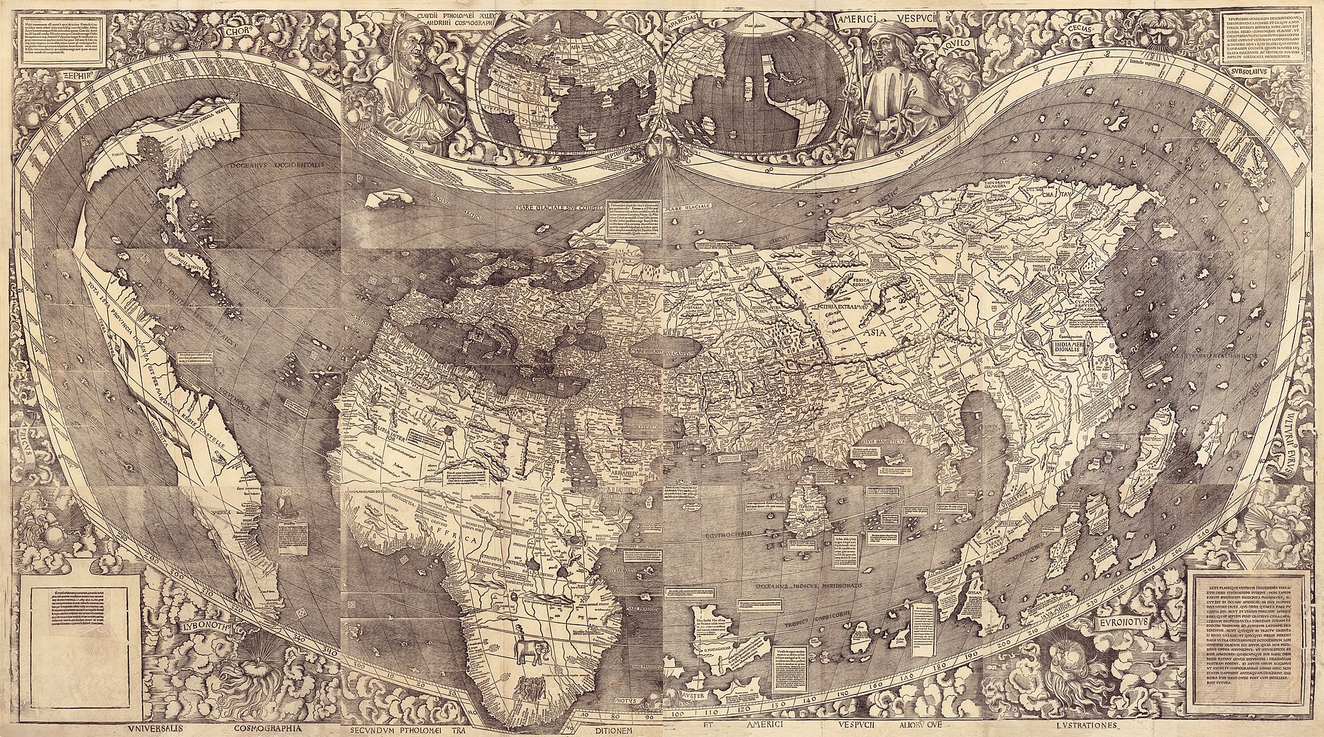 Universalis Cosmographia secundum Ptholomaei Traditionem et Americi Vespucii aliorumque Lustrationes