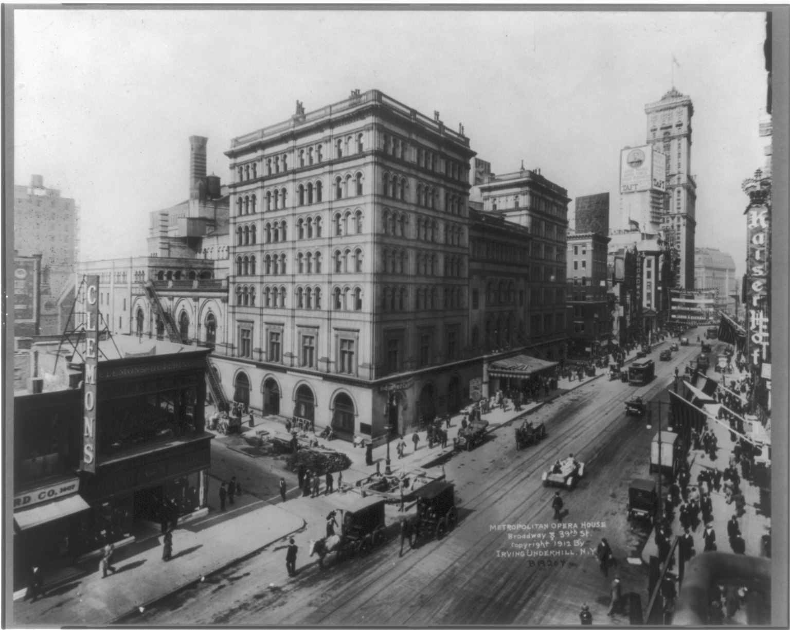 The old Metropolitan Opera House, Broadway and 39th Street