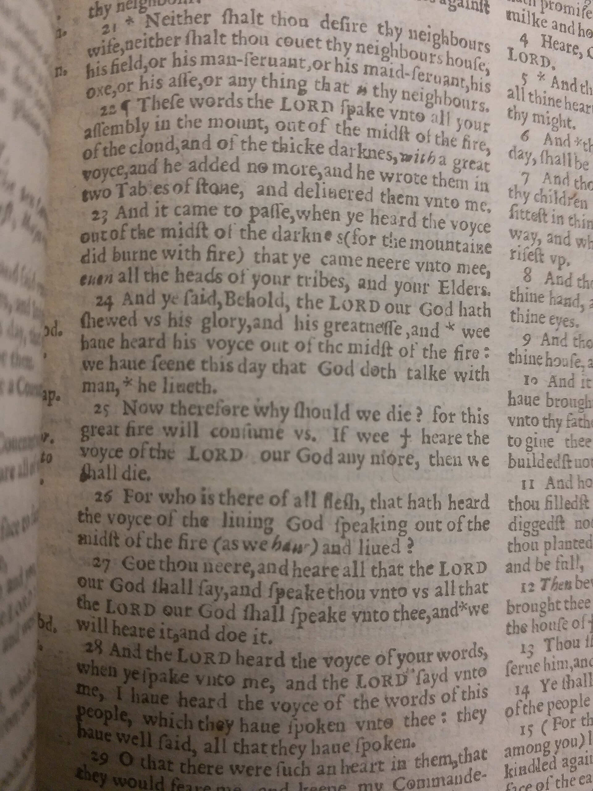 Deuteronomy 5:24, Cambridge University Library copy