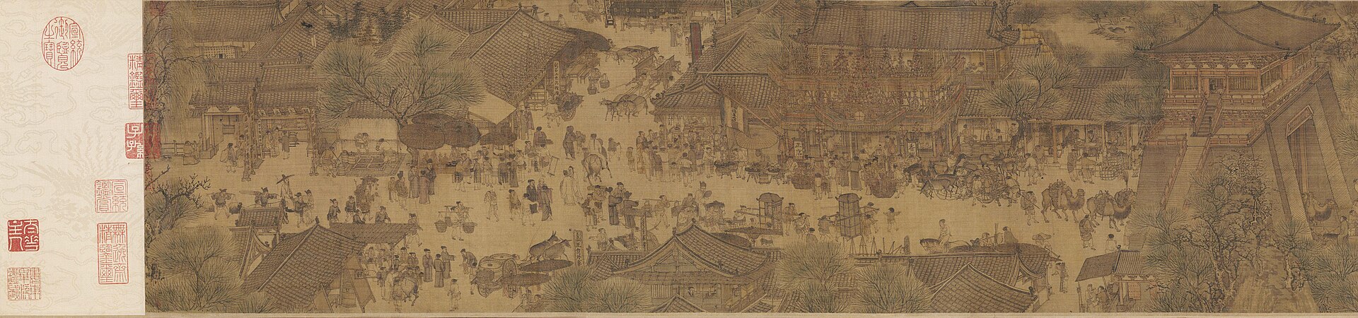 The city gate and streets, with the seals at the end of the scroll